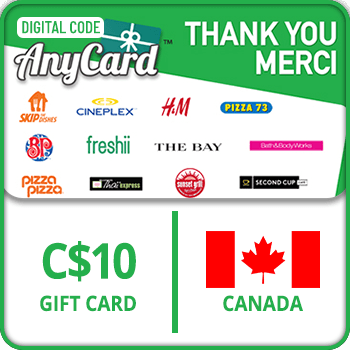 AnyCard Thank You-Merci Gift Card CANADA 10 CAD product image