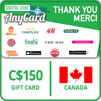 AnyCard Thank You-Merci Gift Card CANADA 150 CAD product image AnyCard Thank You-Merci Gift Card CANADA 150 CAD product image